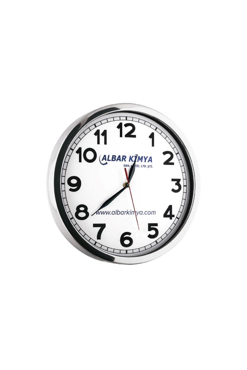 AURA601 BEYAZ-GÜMÜŞ METAL ÇERÇEVE DUVAR SAATİ (405 MM)