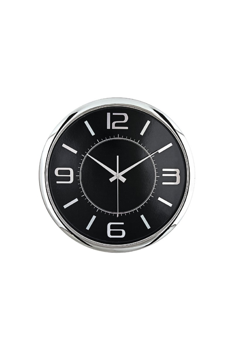 HELLEN404 SİYAH-GÜMÜŞ METALİZE ÇERÇEVE DUVAR SAATİ (420MM)
