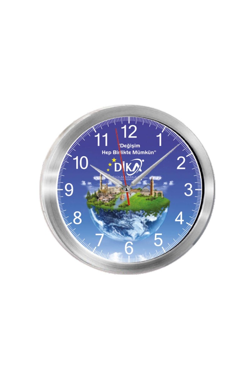 TRİTON091 GÜMÜŞ METAL KASA DUVAR SAATİ (350 MM)