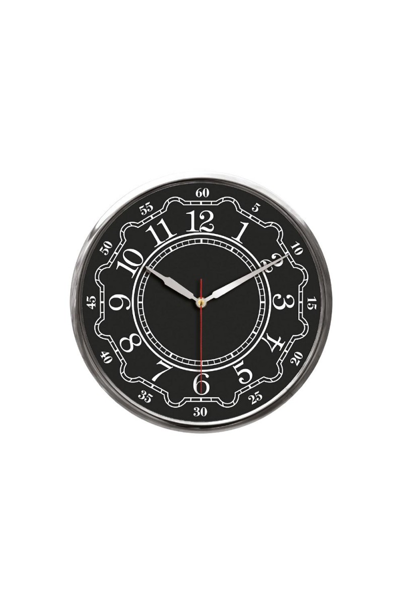 THOR707 SİYAH-GÜMÜŞ METAL ÇERÇEVE DUVAR SAATİ (320MM)