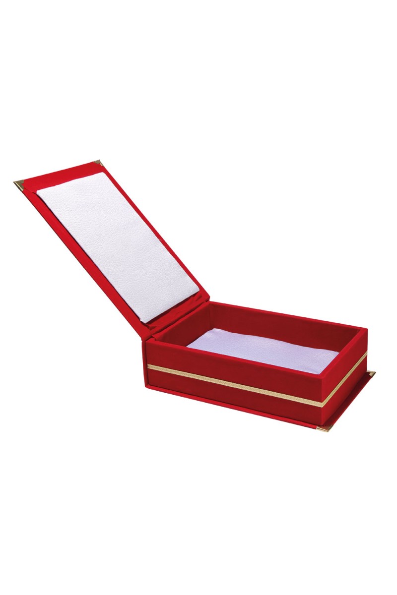 KAŞMİR KIRMIZI KADİFE PLAKET KUTUSU (14X24 CM)