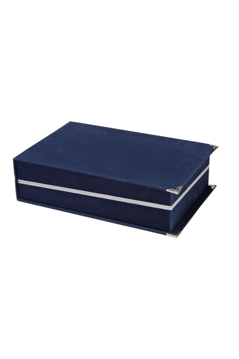 KAŞMİR LACİVERT KADİFE PLAKET KUTUSU (14X24 CM)