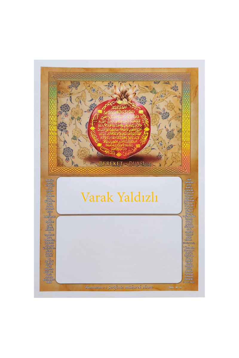 İM16 YALDIZLI İMSAKİYE KARTONU