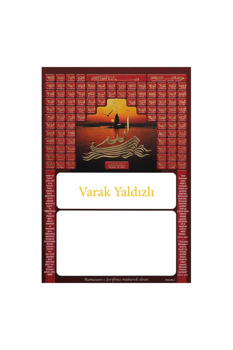 İM2 YALDIZLI İMSAKİYE KARTONU