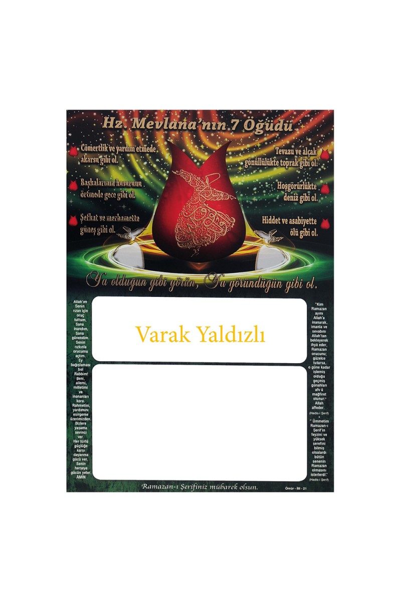 İM21 YALDIZLI İMSAKİYE KARTONU
