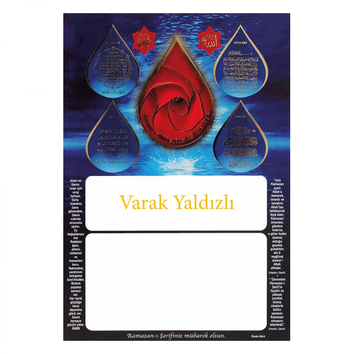 İM6 YALDIZLI İMSAKİYE KARTONU