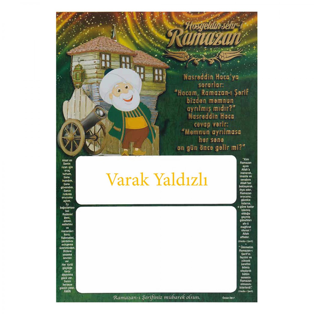 İM7 YALDIZLI İMSAKİYE KARTONU