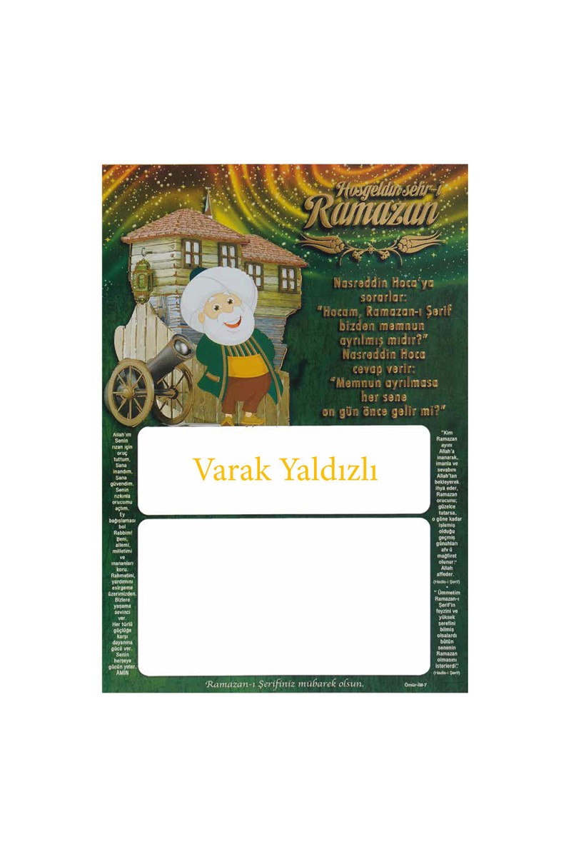 İM7 YALDIZLI İMSAKİYE KARTONU