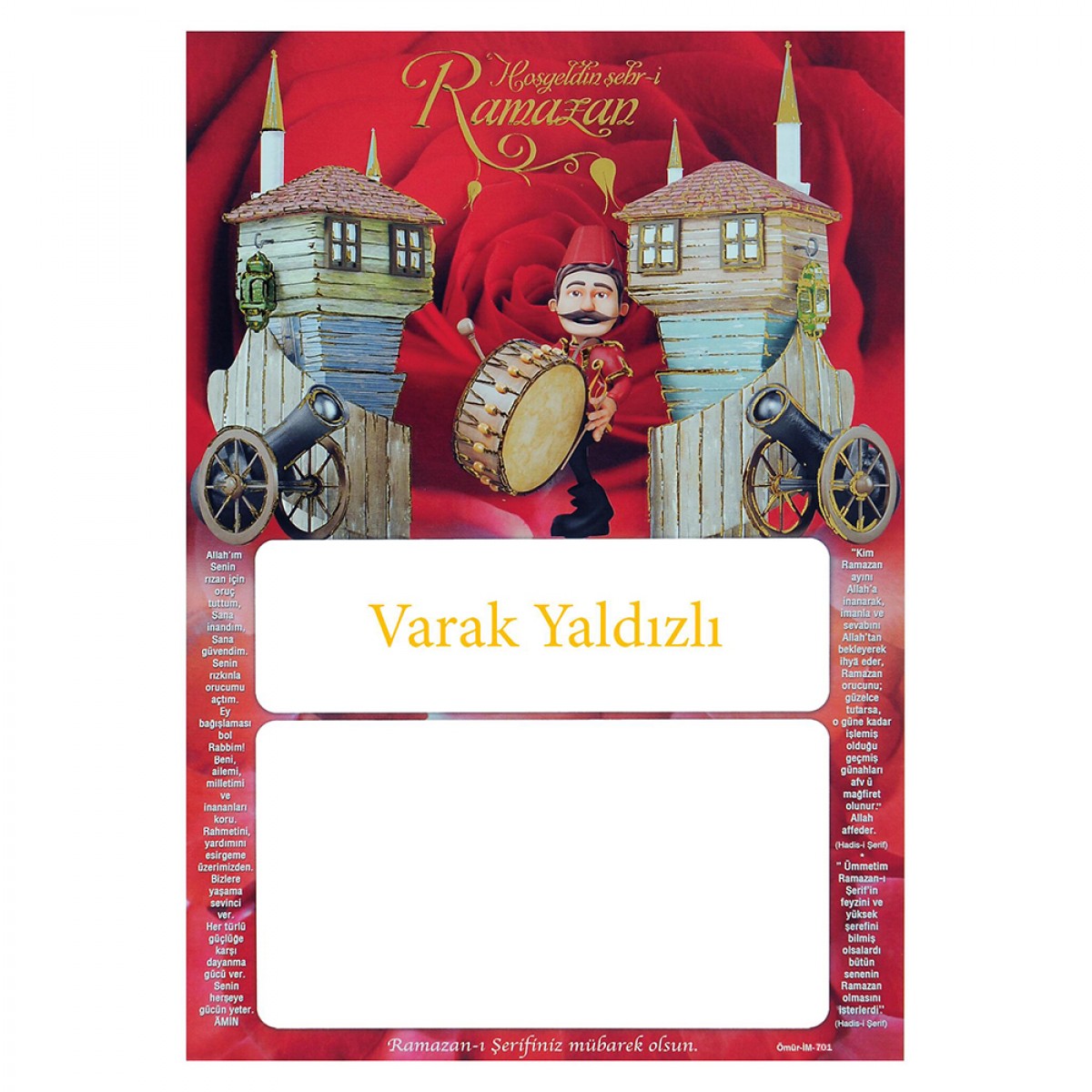 İM701 YALDIZLI İMSAKİYE KARTONU