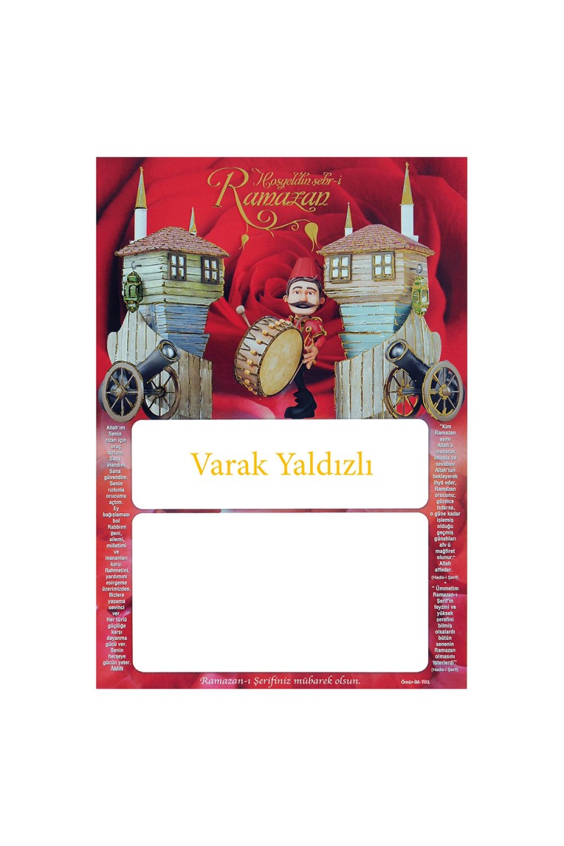 İM701 YALDIZLI İMSAKİYE KARTONU