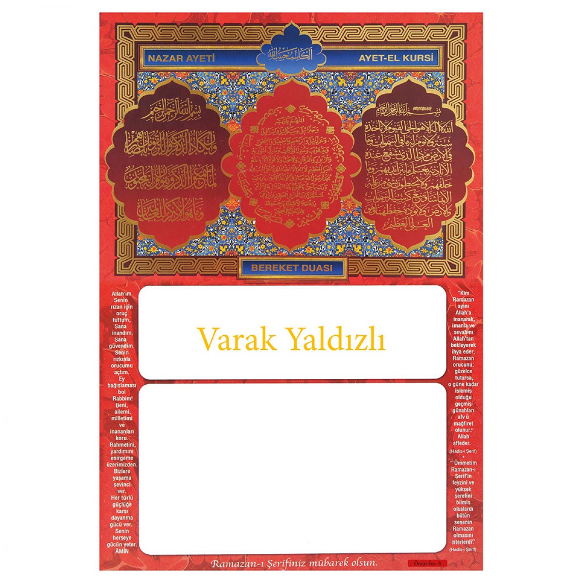 İM8 YALDIZLI İMSAKİYE KARTONU