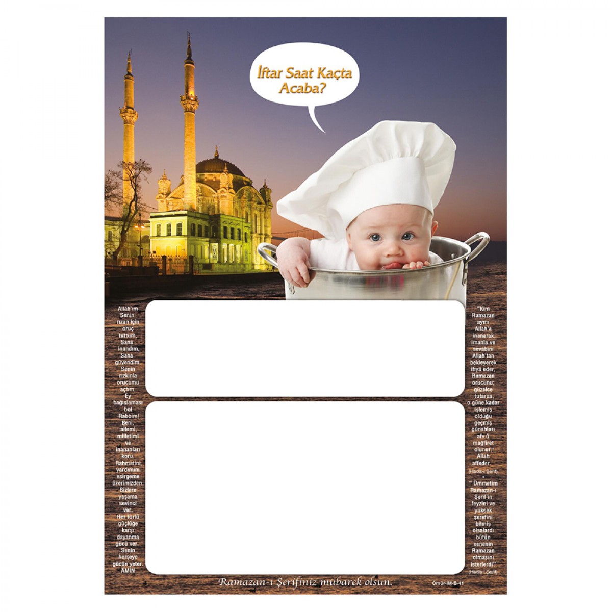 İM41 DÜZ İMSAKİYE KARTONU