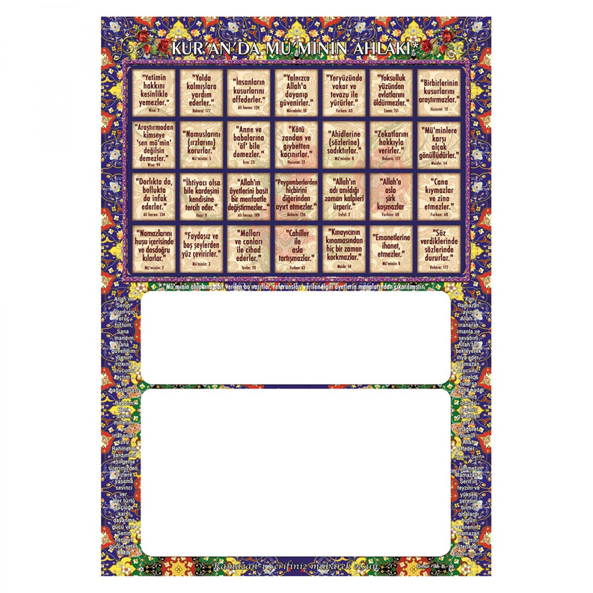 İM46 DÜZ İMSAKİYE KARTONU