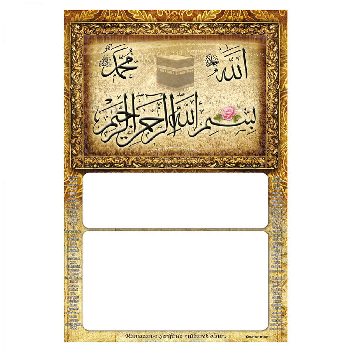 İMB508 İMSAKİYE KARTONU