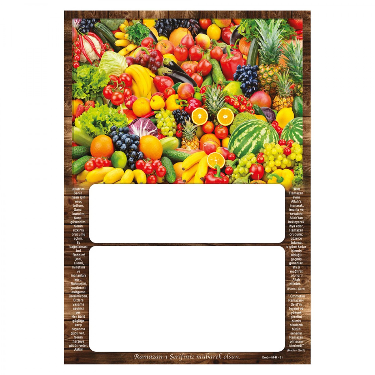 İM51 DÜZ İMSAKİYE KARTONU