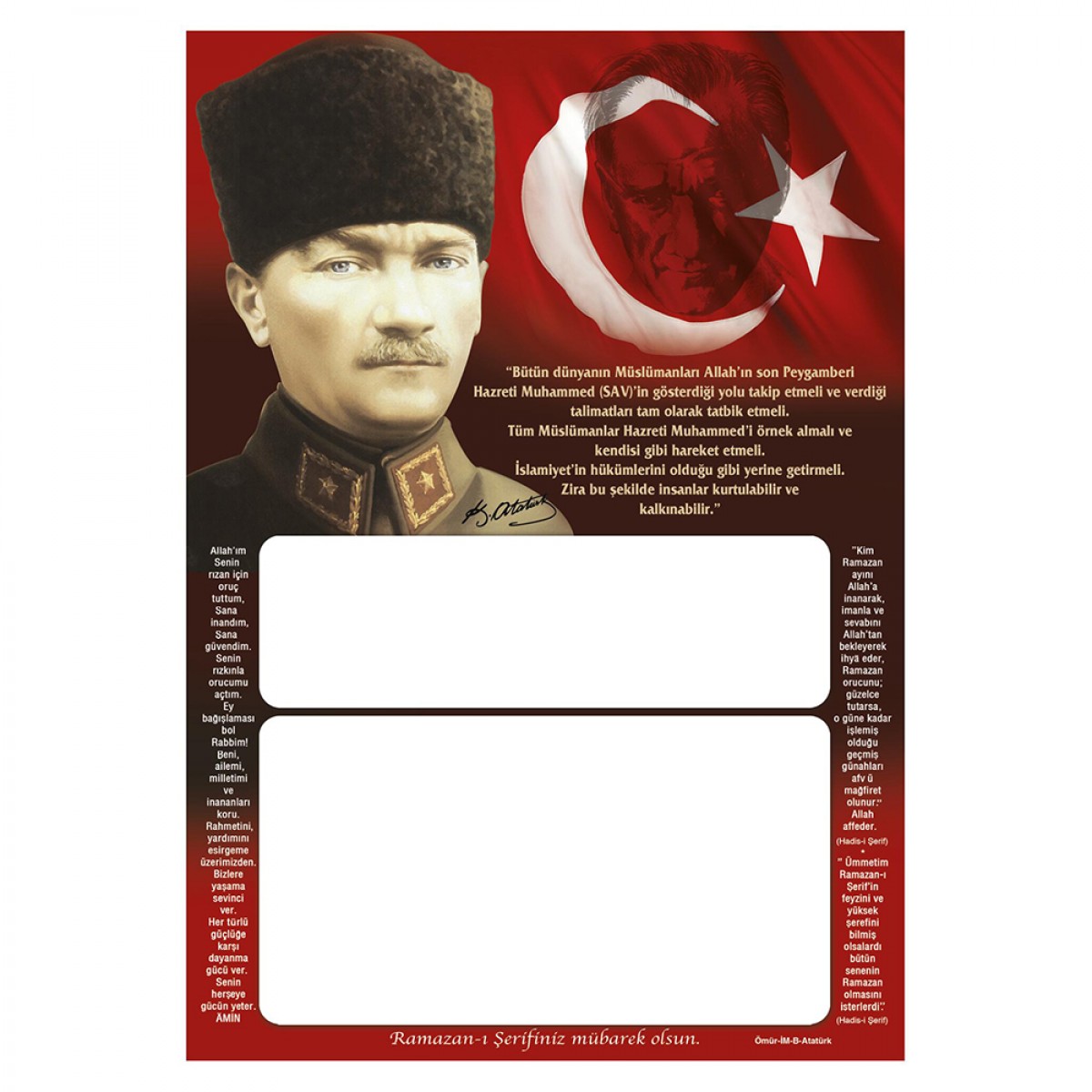 İMA ATATÜRK DÜZ İMSAKİYE KARTONU