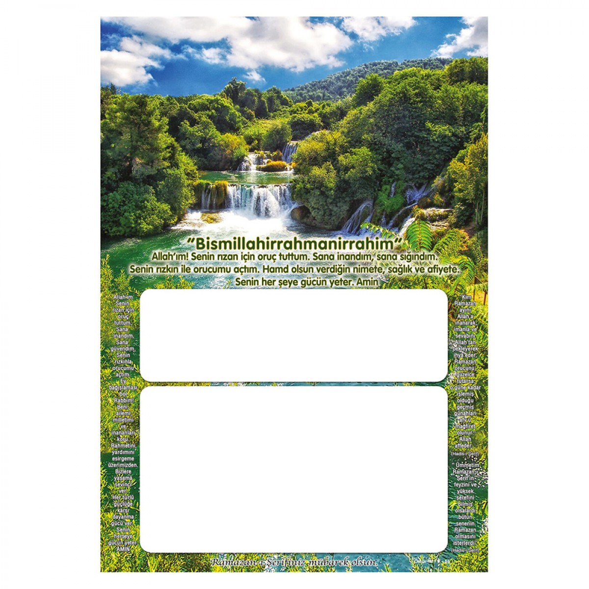 İM54 KUŞE İMSAKİYE KARTONU