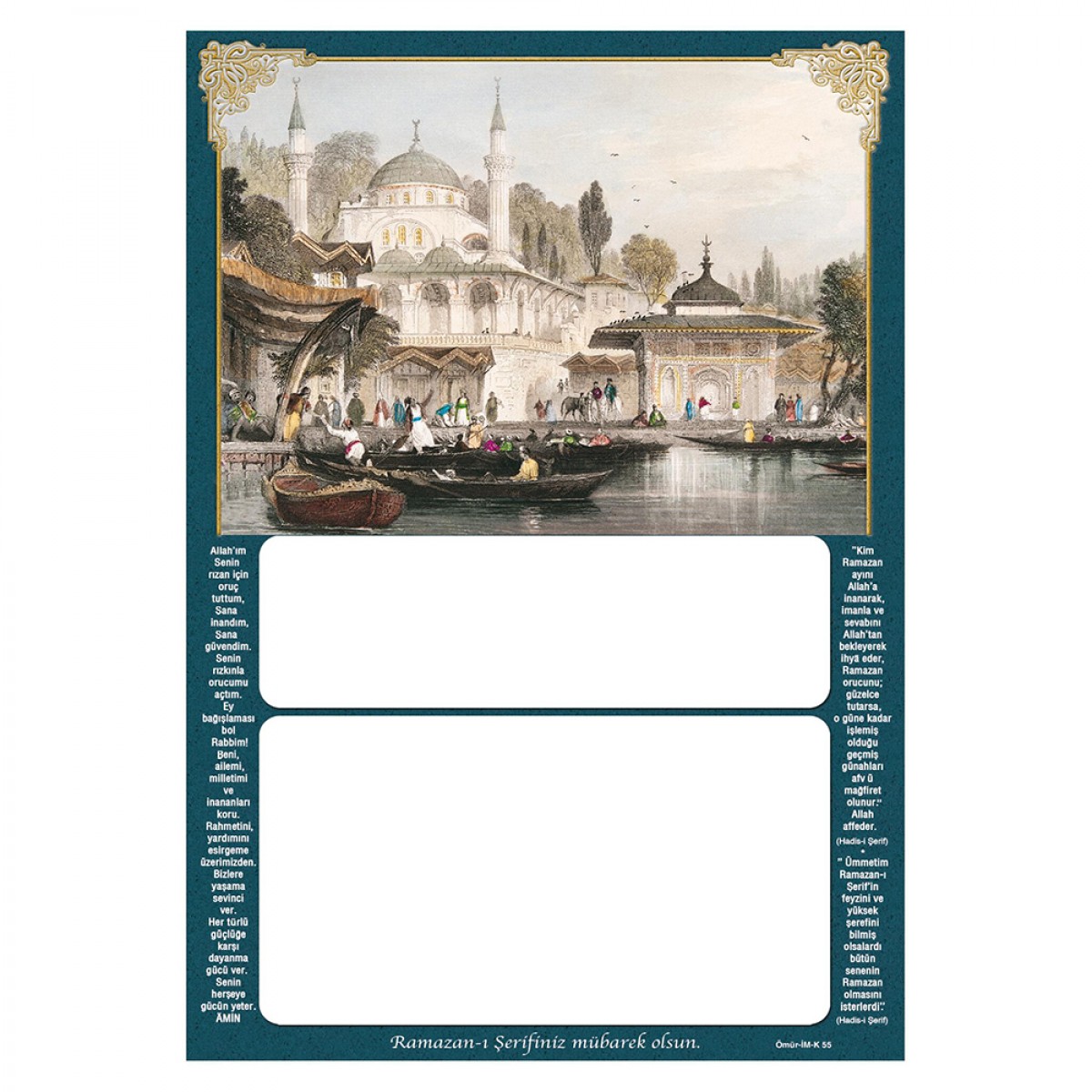 İM55 KUŞE İMSAKİYE KARTONU