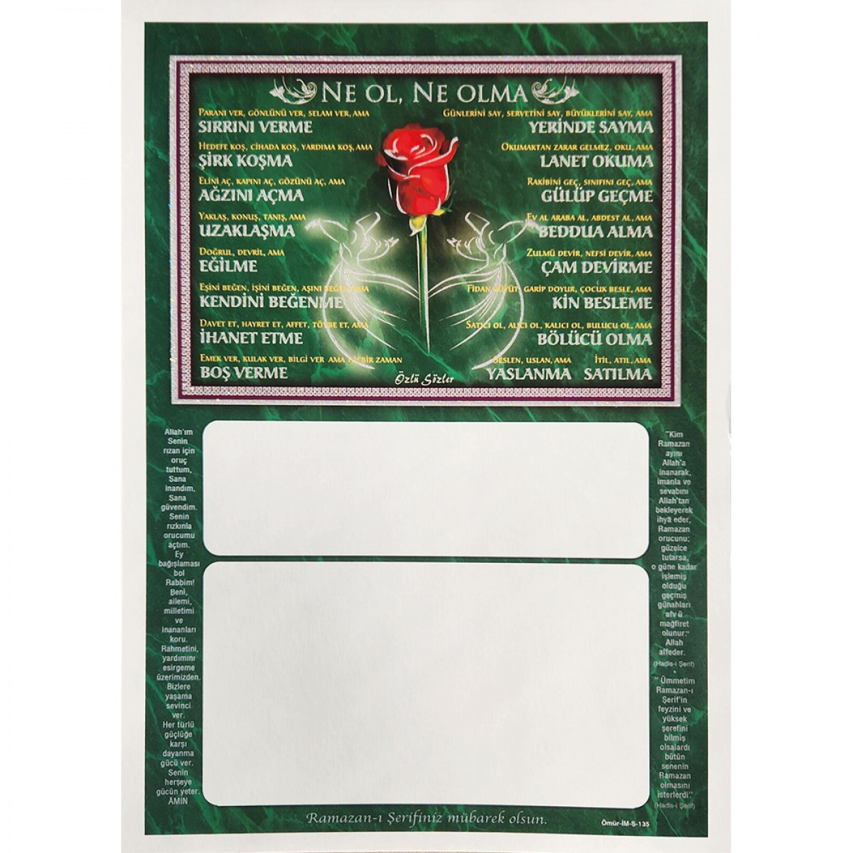 İMS135 SİMLİ İMSAKİYE KARTONU